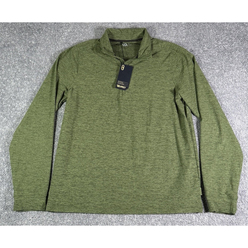 NWT VRST Recovery 1/4 Zip Heather Olive Green Pullover Golf Men's Medium UPF 50+